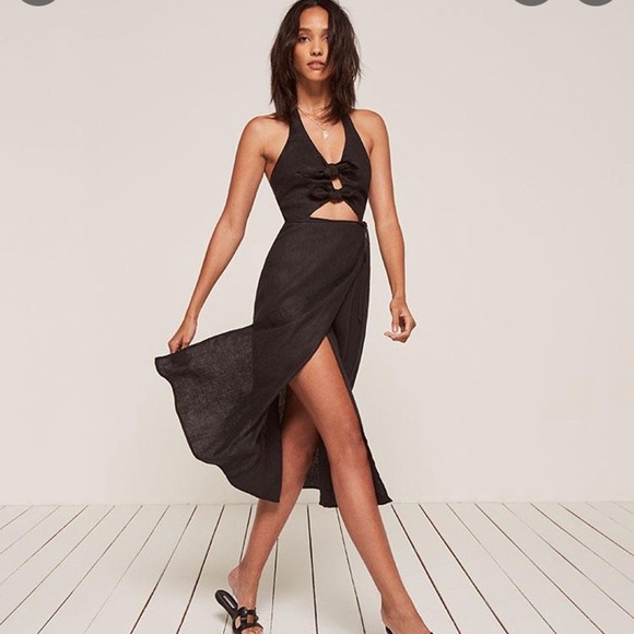 Reformation Dresses & Skirts - Reformation Amalfi Linen Cut Out Wrap Dress NWOT